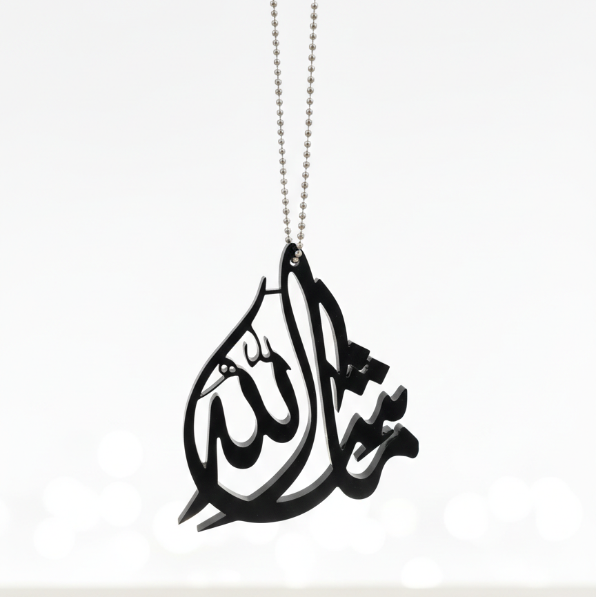 Masha Allah -Islamic Car Hanging – Transparent Acrylic with Arabic Calligraphy