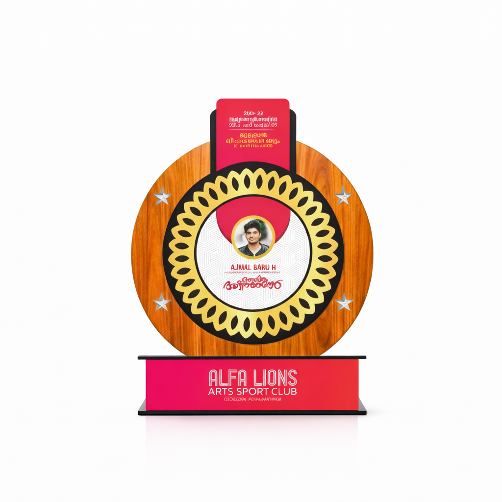 Custom Round Achievement Award – Personalized Acrylic & MDF Trophy