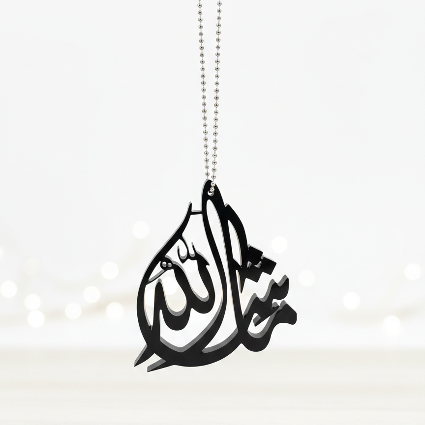 Masha Allah -Islamic Car Hanging – Transparent Acrylic with Arabic Calligraphy