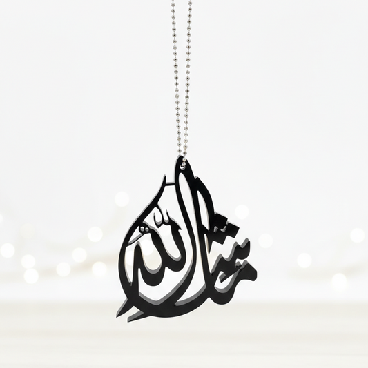 Masha Allah -Islamic Car Hanging – Transparent Acrylic with Arabic Calligraphy