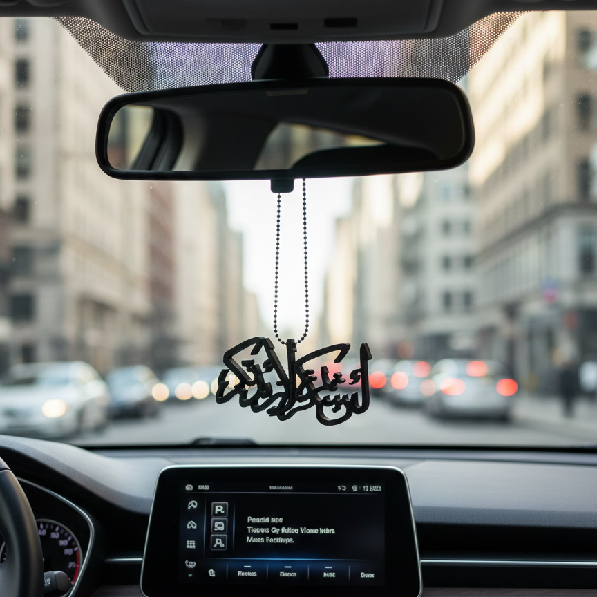 Islamic Car Hanging – White Islamic Calligraphy
