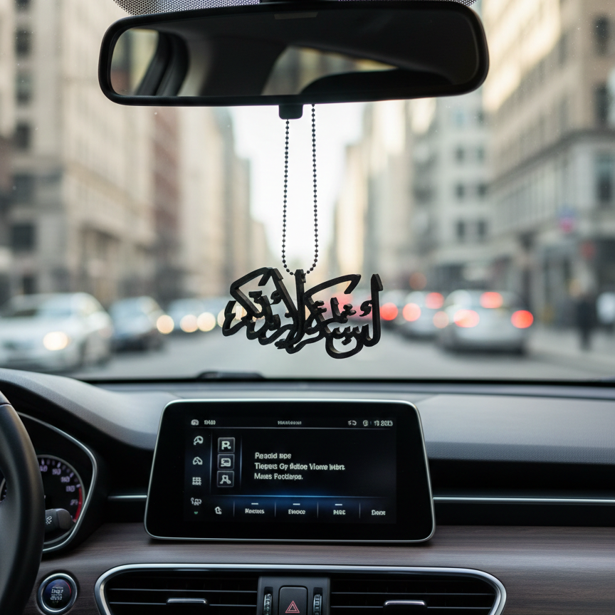 Islamic Car Hanging – Black Islamic Calligraphy