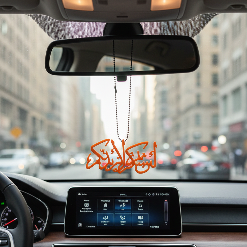 Islamic Car Hanging – Green Islamic Calligraphy