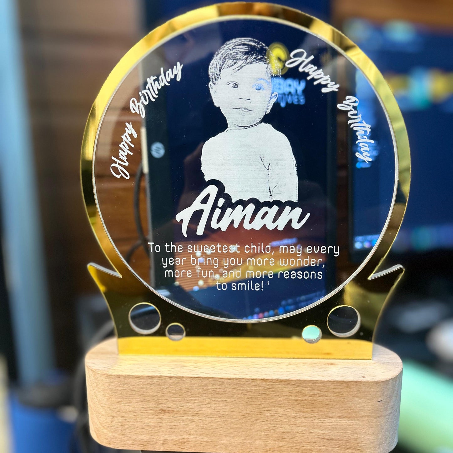 Rechargeable Customized  Photo Engraved 3D Lamp | Night Lamp | Birthday Gift