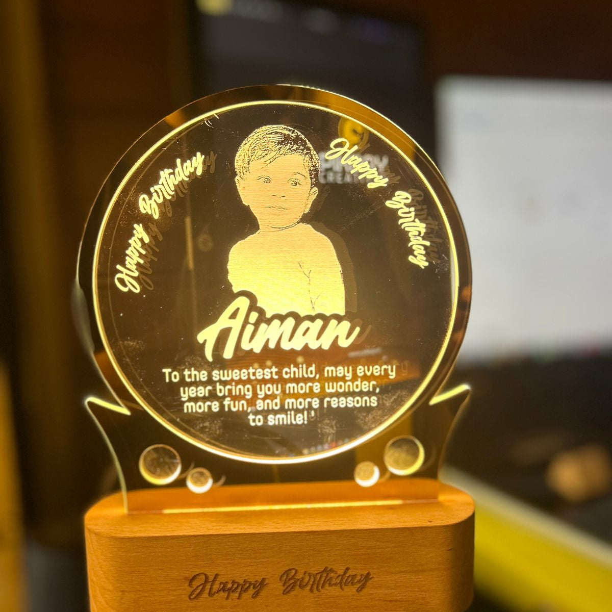 Rechargeable Customized  Photo Engraved 3D Lamp | Night Lamp | Birthday Gift